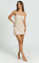 Shook Mini Dress - Cami Sequin Fringe Dress in Champagne Sequin