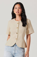 Saige Cutaway Linen Blend Jacket