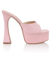 Pink Satin Platform Mules