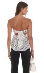 Polka Dot Strapless Babydoll Top in White