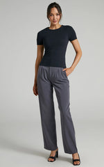 Alexie Tshirt - High Neckline Tshirt in Black