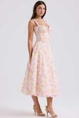 Pink Meadow Print Cotton Bustier Sundress