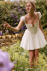 White Cotton Corset Mini Dress