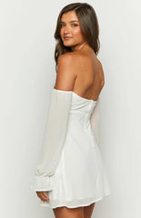 Tallure White Long Sleeve Mini Dress