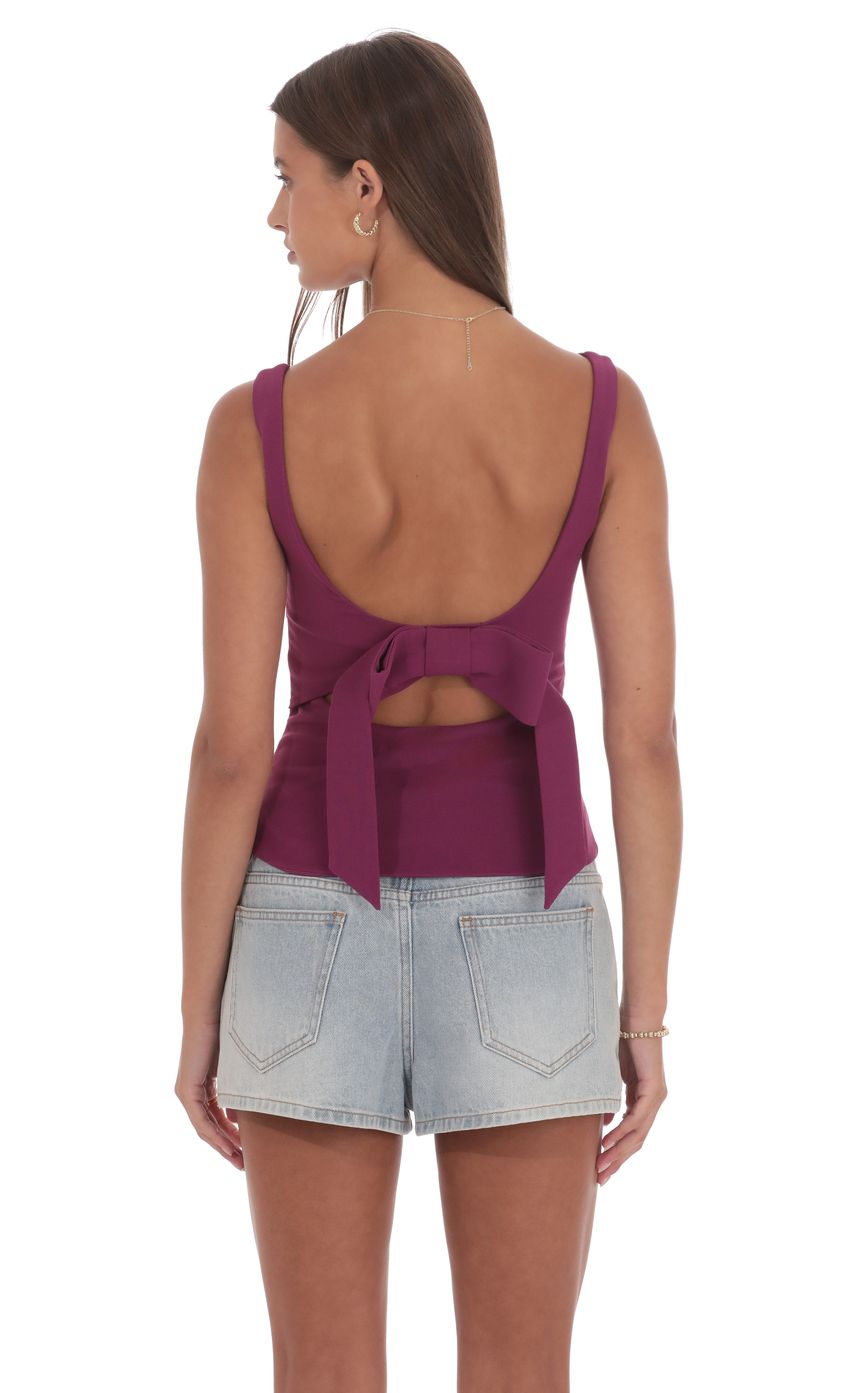 Back Bow Top in Magenta