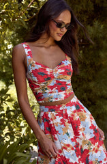 Button Front Pleated Midi Skirt