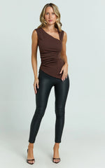 Vivian Pants - High Waisted Coated Skinny Pants in Black