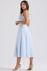Soft Blue Cotton Bustier Sundress