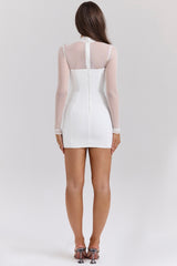 White Plunge Mini Dress