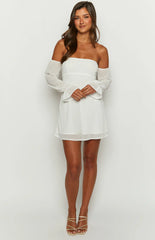 Tallure White Long Sleeve Mini Dress
