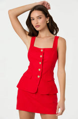 Button Front Square Neck Vest