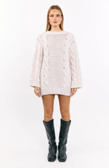 Thursdays Cream Cable Knit Sweater Dress