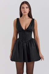 Black Satin Mini Dress