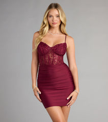 Masie Lace Corset Lace-Up Mini Dress