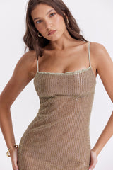 Cafe Au Lait Beaded Maxi Dress - Limited Edition