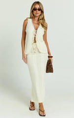 Mercedes Maxi Skirt - Crochet Tie Waist Skirt in Cream