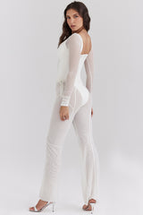 White Mesh High Waist Trousers