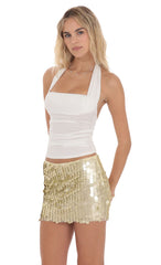 Circle Sequin Skirt in Gold