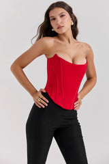 Scarlet Satin Lace Back Corset