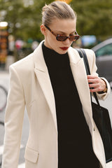 Ivory Single Breasted Long Coat