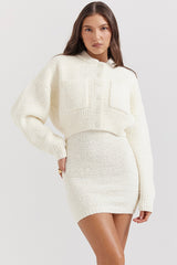 Cream Chenille Blend Bomber Jacket