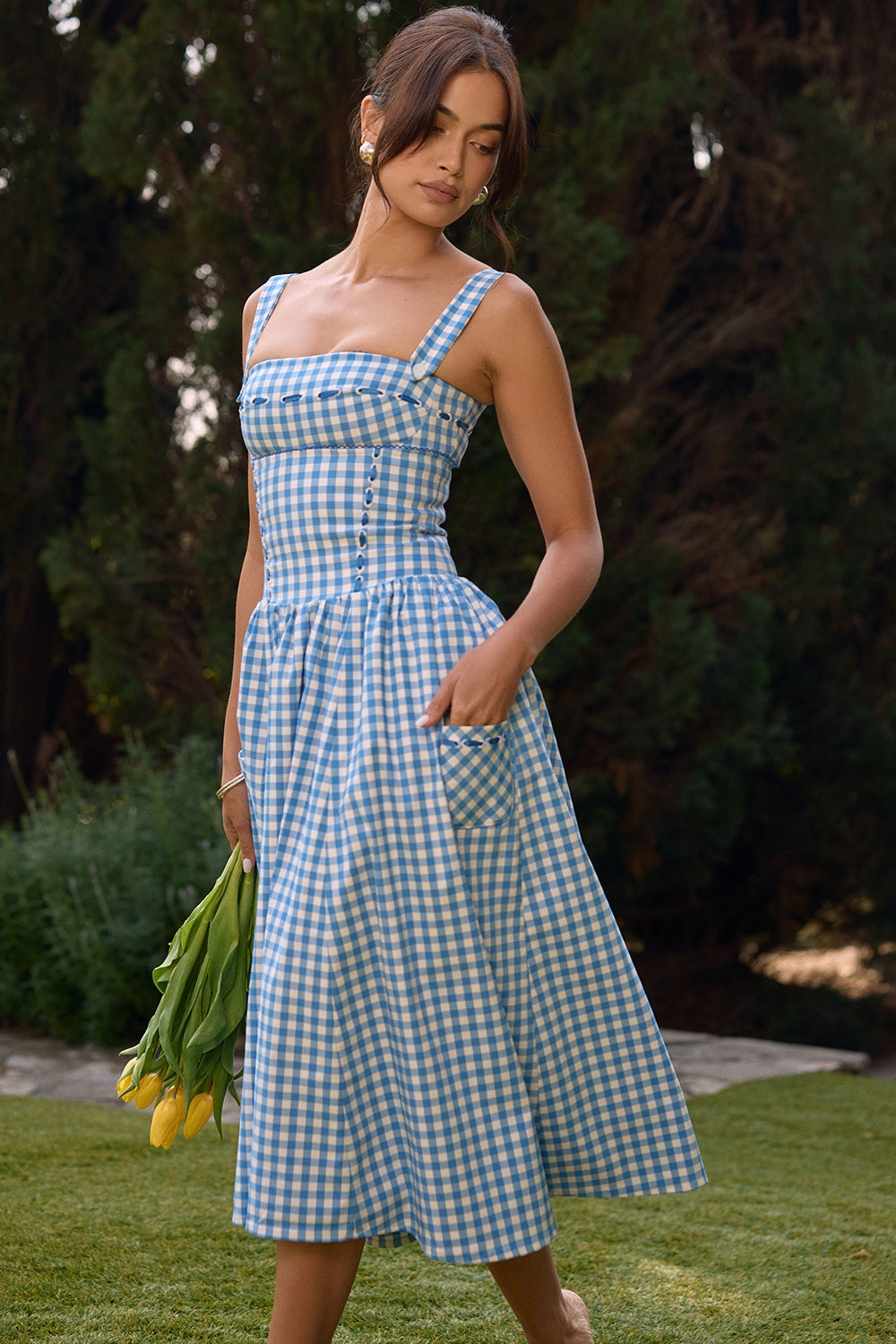 Regatta Blue Gingham Midi Sundress