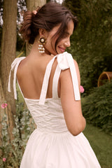 White Pin Tuck Cotton Midi Sundress