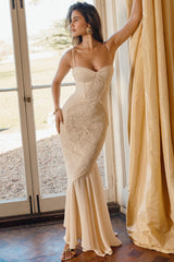 Vanilla Chiffon &Amp; Lace Gown