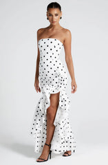 Angelina Maxi Dress - Black Polka Dot Print