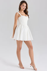 White Stretch Cotton Corset Mini Dress
