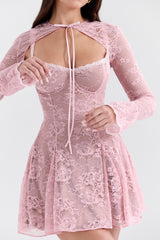 Perfectly Pink Lace Mini Dress