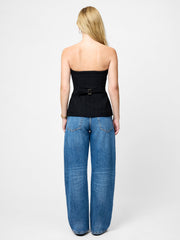 Structured Tweed Strapless Top