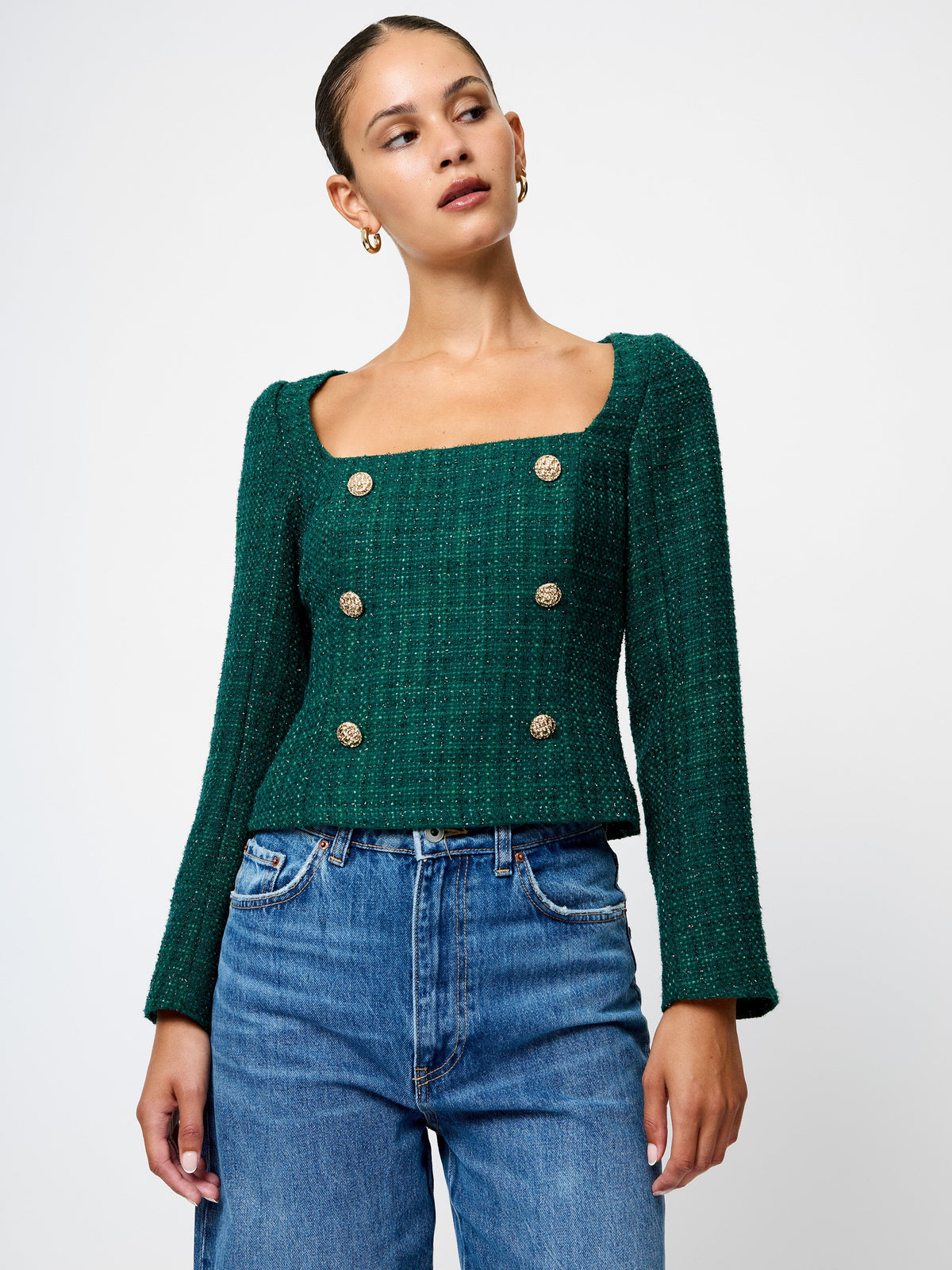 Shante Shimmer Double Breasted Top