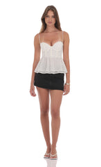 Polka Dot Peplum Top in Ivory