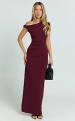 Genie Maxi Dress - Off The Shoulder Dress in Wine
