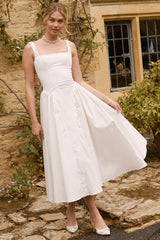 White Cotton Midi Sundress