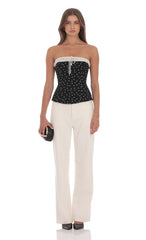 Strapless Polka Dot Top in Black