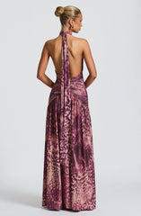 Melania Maxi Dress - Magenta Orchid Print
