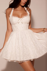 White Broderie Anglais Halter Mini Dress