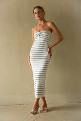 Jaclyn Strapless Twist Front Knit Midi Dress