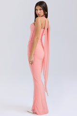 Peach Fluted Hem Maxi Skirt