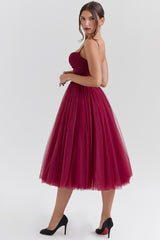 Cabernet Tulle Midi Dress