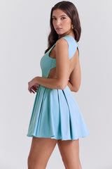 Tuscan Blue Twill Mini Dress