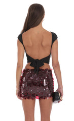 Circle Sequin Skirt in Maroon