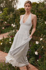 Polka Dot Print Georgette Halter Sundress