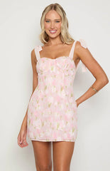 Bambi Pink Floral Mini Dress