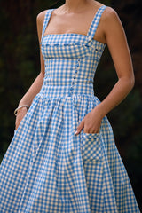Regatta Blue Gingham Midi Sundress