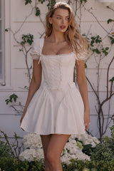 White Cotton Detachable Corset Mini Dress
