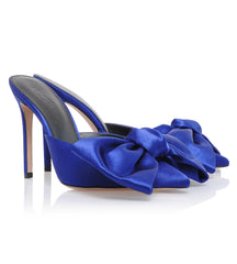 Cobalt Blue Oversized Bow Mules