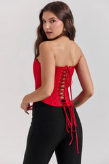 Scarlet Satin Lace Back Corset